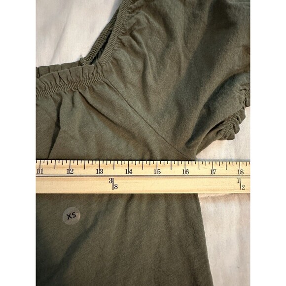 AMERICAN EAGLE Crop Olive Green Puff Sleeve‎ Lightweight Top SIZE XS NWT - Picture 8 of 9
